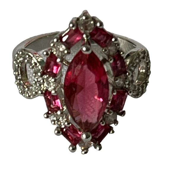 Pink Marquise Cut Stone set in 925 Sterling Silver Ring - Picture 8 of 11